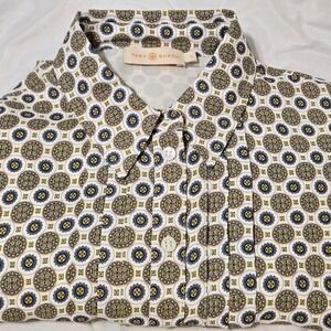 Tory Burch Cora Medallion Button Up Dress Fully Lines Size 2 Pit-pit 18.5 "